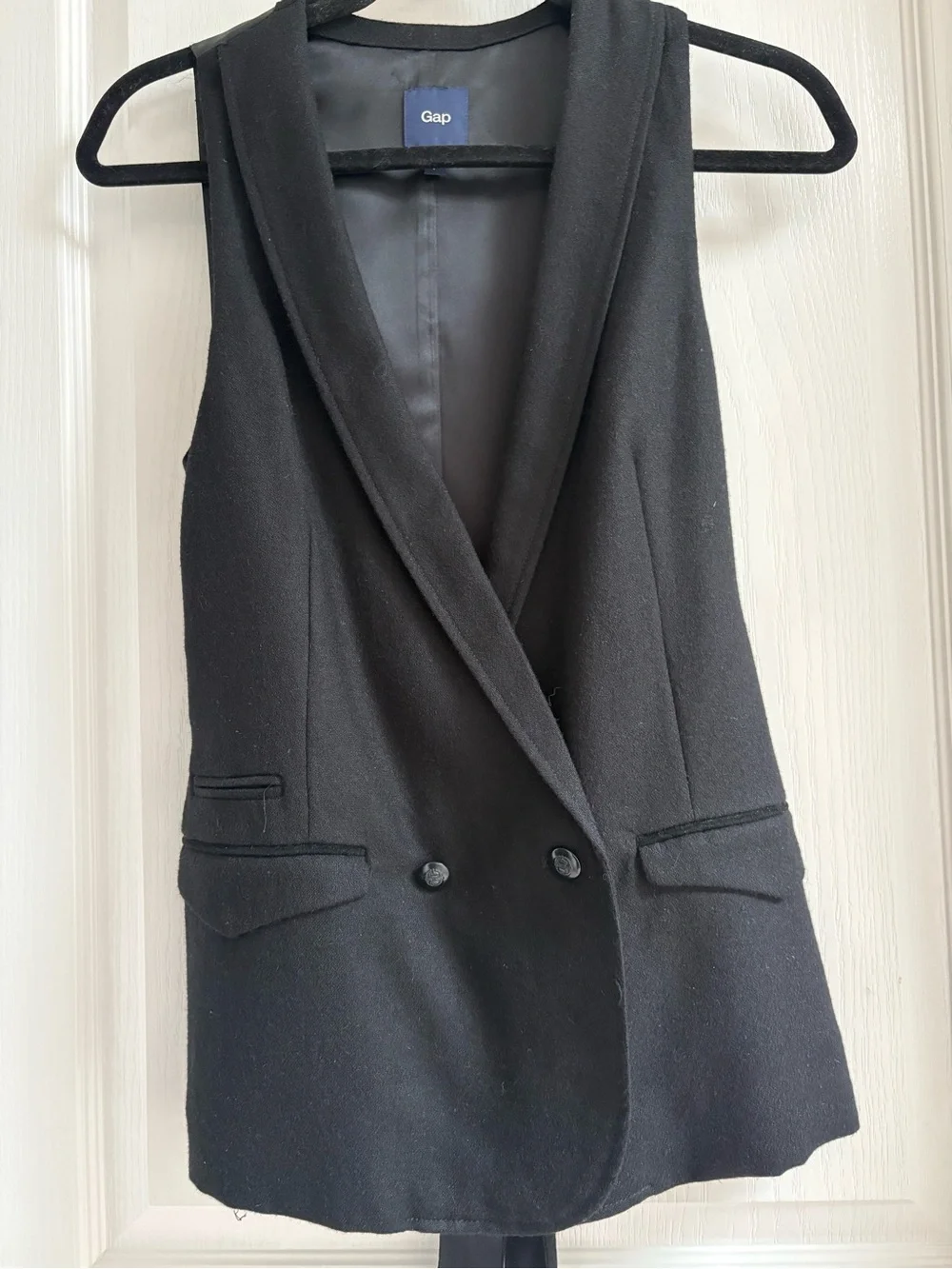 GAP Black Double-Breasted Wool Vest - Picture 2 of 7